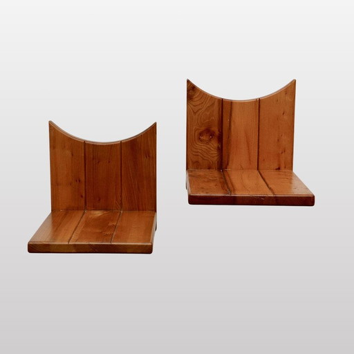 Paire de tables de chevet vintage en orme massif, France 1970