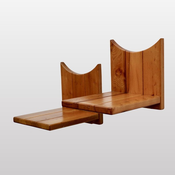 Image 1 of Paire de tables de chevet vintage en orme massif, France 1970