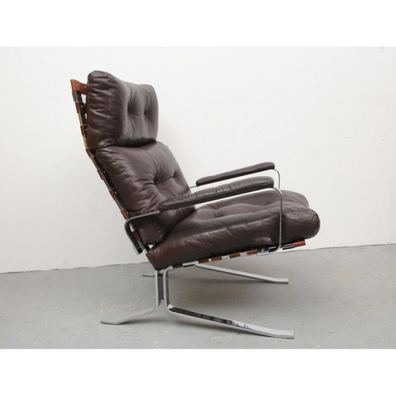 Image 1 of Fauteuil Highjack en cuir marron - années 1970