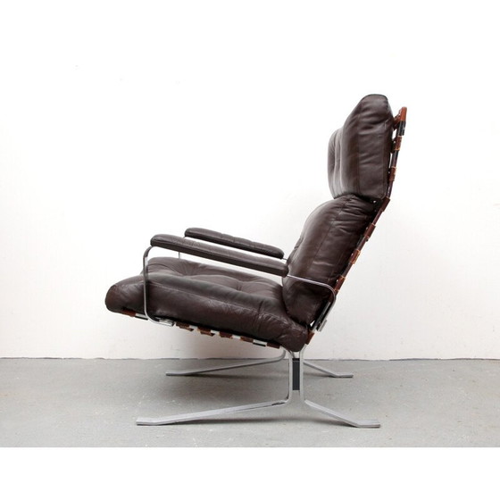 Image 1 of Fauteuil Highjack en cuir marron - années 1970