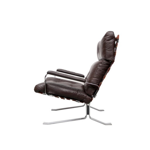 Fauteuil Highjack en cuir marron - années 1970