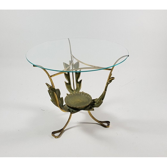 Image 1 of Table d'appoint ronde vintage en laiton et verre par Pier Luigi Colli, 1950
