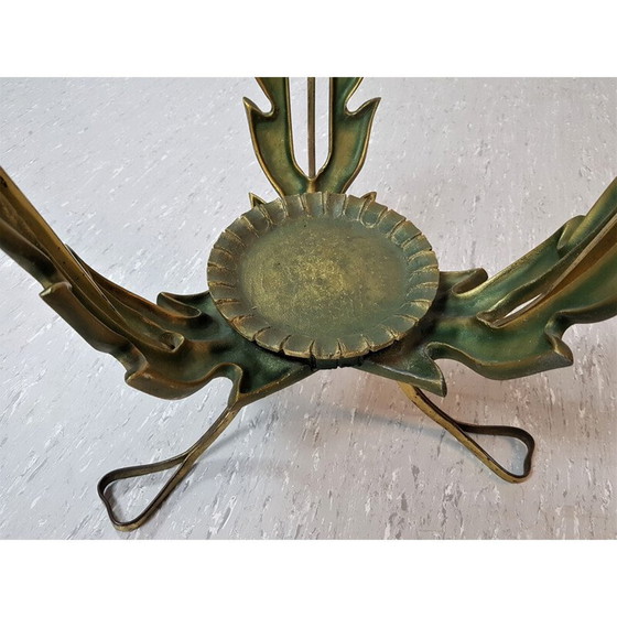 Image 1 of Table d'appoint ronde vintage en laiton et verre par Pier Luigi Colli, 1950