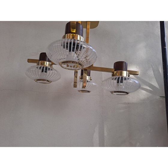 Image 1 of Lustre Sciolari italien vintage en verre de Murano et laiton, 1960-1970