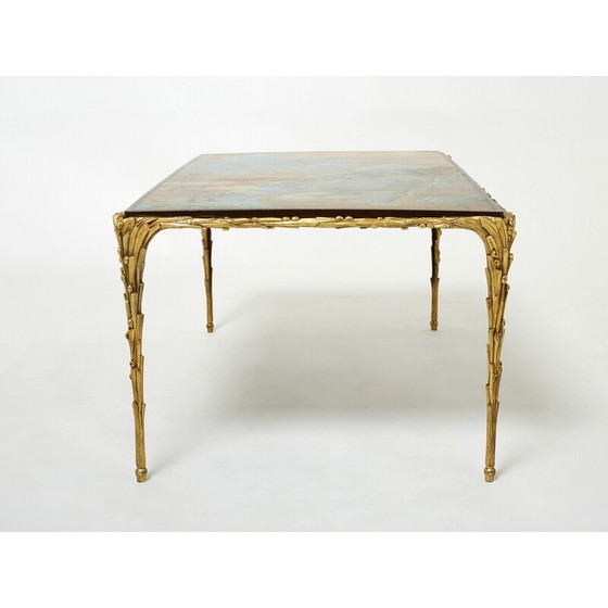 Image 1 of Table basse vintage en bambou et laque de bronze de la Maison Baguès, 1960