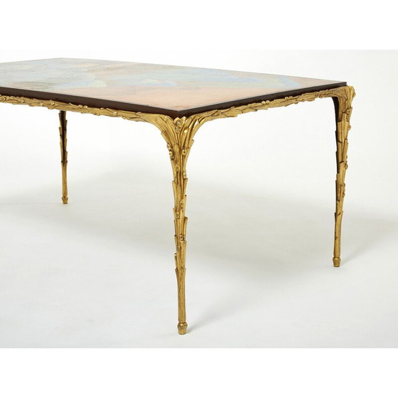 Image 1 of Table basse vintage en bambou et laque de bronze de la Maison Baguès, 1960