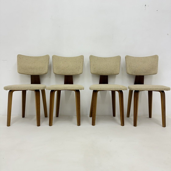 Image 1 of Lot de 4 chaises de salle à manger en contreplaqué Cor Alons, Mid Century Modern Dutch Design , 1960S