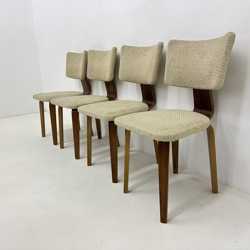 Lot de 4 chaises de salle à manger en contreplaqué Cor Alons, Mid Century Modern Dutch Design , 1960S