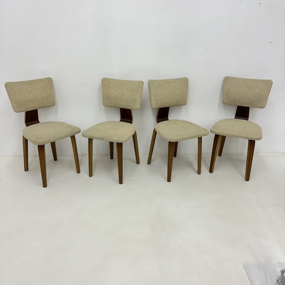 Image 1 of Lot de 4 chaises de salle à manger en contreplaqué Cor Alons, Mid Century Modern Dutch Design , 1960S