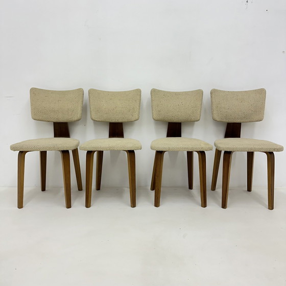 Image 1 of Lot de 4 chaises de salle à manger en contreplaqué Cor Alons, Mid Century Modern Dutch Design , 1960S