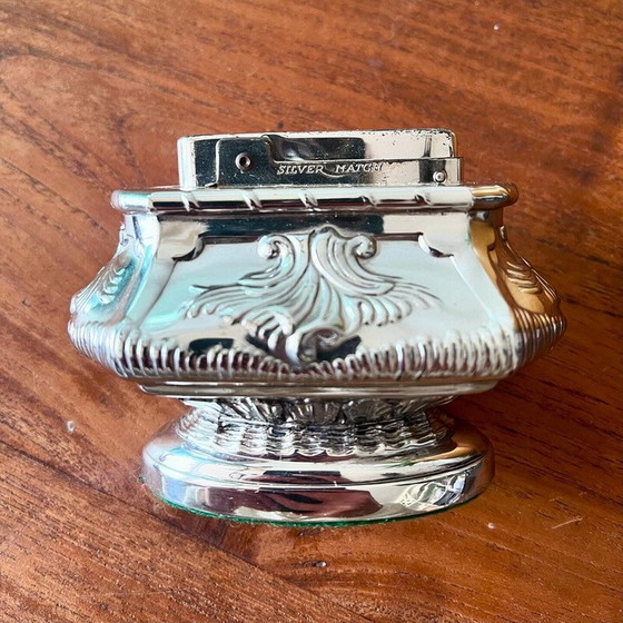 Image 1 of Briquet de table vintage en métal argenté pour Silver Match, France
