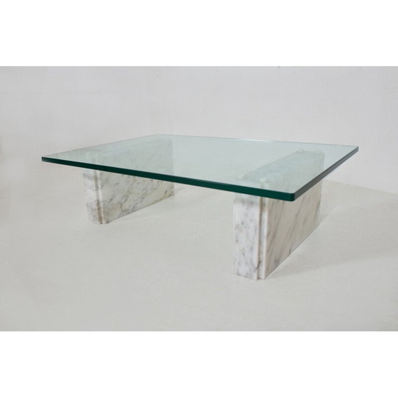 Image 1 of Table basse vintage en marbre de Carrare et verre, 1980