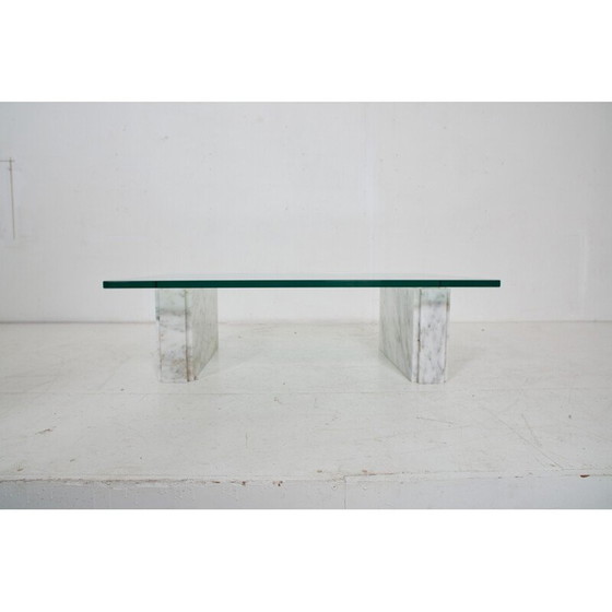 Image 1 of Table basse vintage en marbre de Carrare et verre, 1980