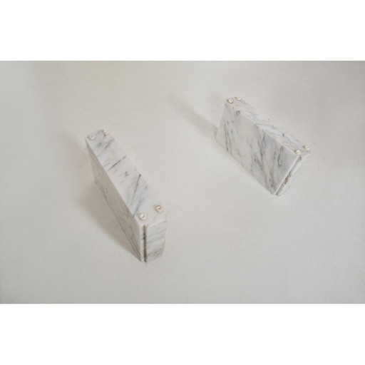 Table basse vintage en marbre de Carrare et verre, 1980