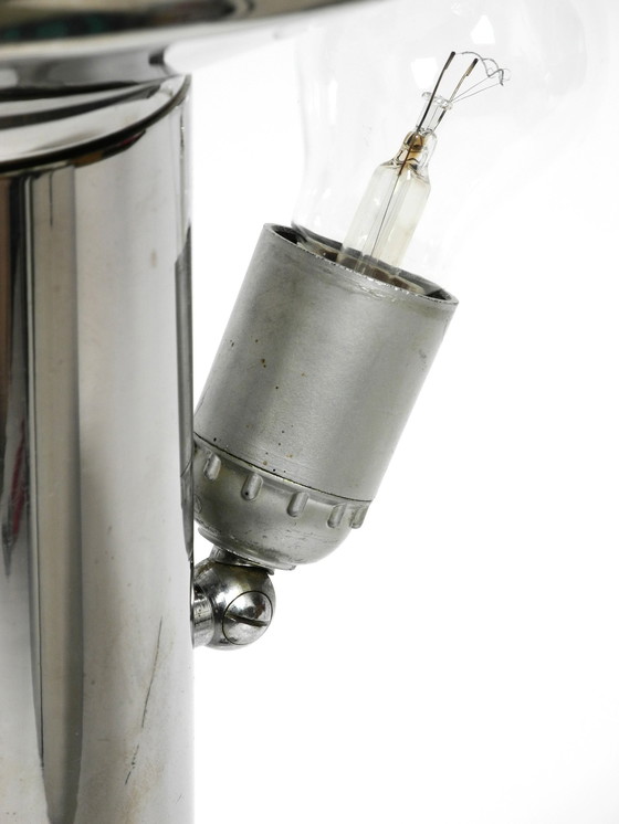 Image 1 of Unique Heavy, Huge Xxl 1970S Metal Chrome Table Lamp With Metal Shade | Height 75 Cm | 29.5"