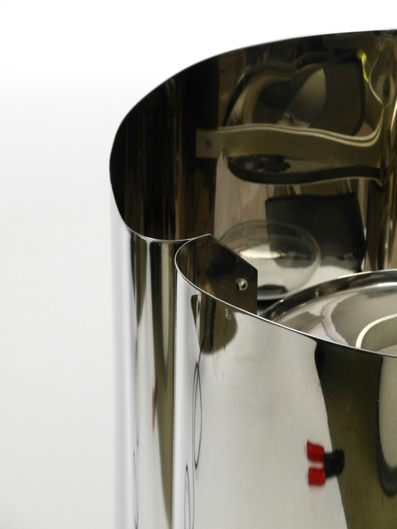 Image 1 of Unique Heavy, Huge Xxl 1970S Metal Chrome Table Lamp With Metal Shade | Height 75 Cm | 29.5"