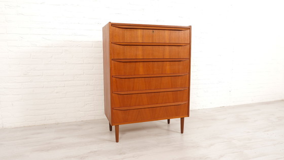 Image 1 of Commode danoise vintage | Teck | 6 tiroirs | 108 Cm