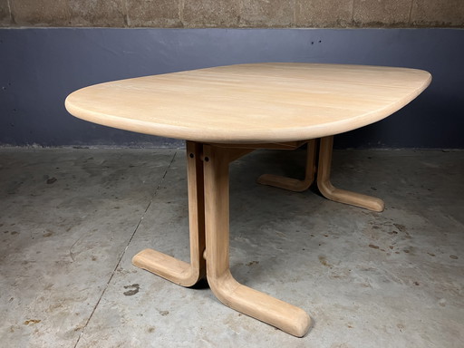 Table de salle à manger en hêtre design danois ovale extensible