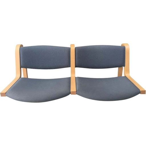 Banc vintage à 2 places fixé au mur, Rud Thygesen et Johnny Sørensen