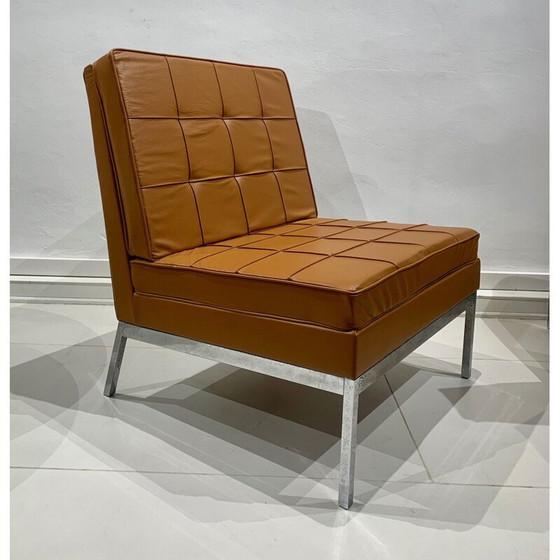 Image 1 of Paire de fauteuils vintage en cuir camel de Florence Knoll