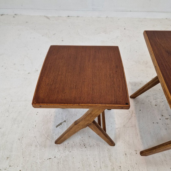 Image 1 of Ensemble de 3 tables gigognes vintage en bois, Hollande 1960