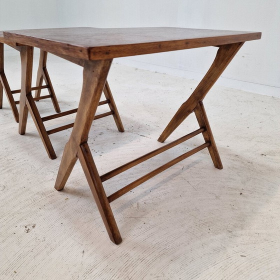 Image 1 of Ensemble de 3 tables gigognes vintage en bois, Hollande 1960