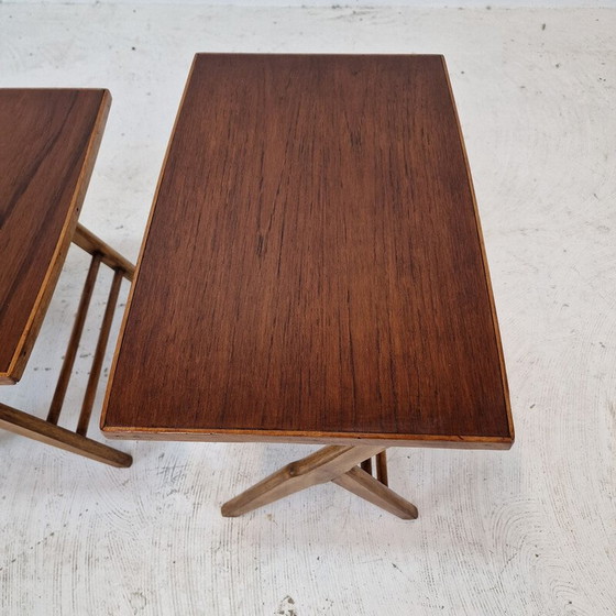 Image 1 of Ensemble de 3 tables gigognes vintage en bois, Hollande 1960