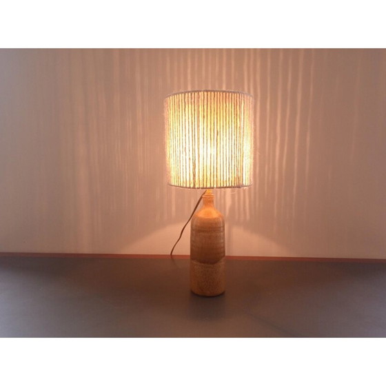 Image 1 of Lampe vintage en céramique avec abat-jour en corde