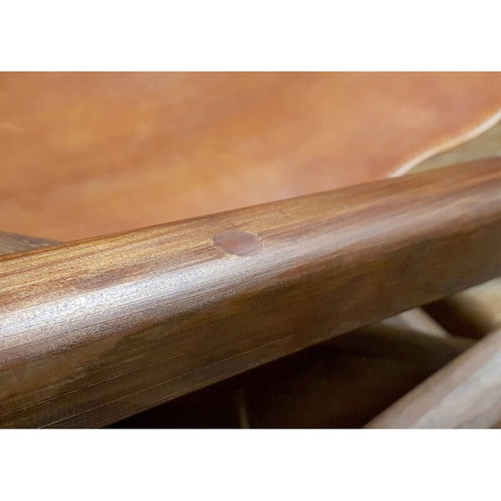Image 1 of Chaise longue vintage en bois et cuir, 1960