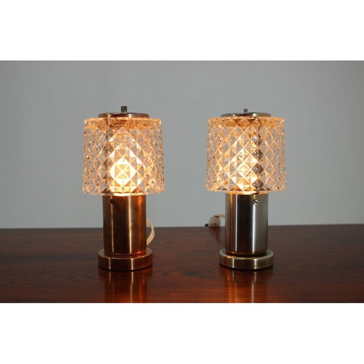 Paire de lampes de table vintage de Kamenický Šenov, 1970