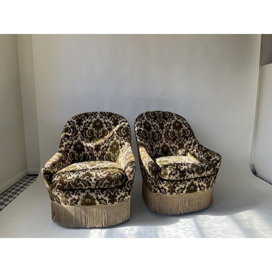 Image 1 of Paire de fauteuils vintage en tissu et bois, Danemark 1970