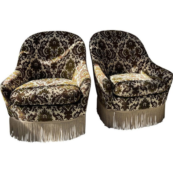 Image 1 of Paire de fauteuils vintage en tissu et bois, Danemark 1970