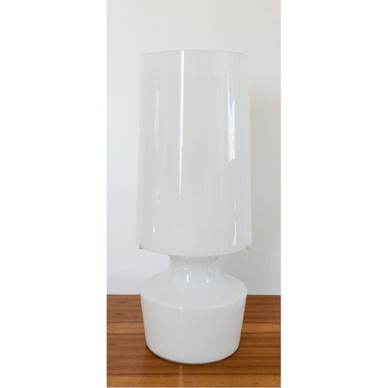 Image 1 of Lampe de salon vintage en verre blanc, Italie 1960