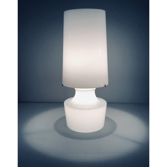 Image 1 of Lampe de salon vintage en verre blanc, Italie 1960