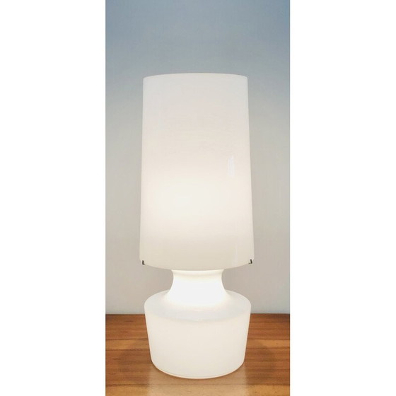 Image 1 of Lampe de salon vintage en verre blanc, Italie 1960