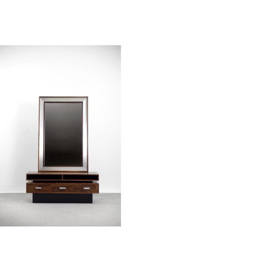 Image 1 of Coiffeuse vintage en bois de rose avec miroir oblong Scandinave 1970