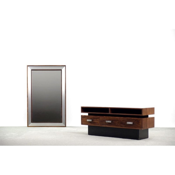 Image 1 of Coiffeuse vintage en bois de rose avec miroir oblong Scandinave 1970