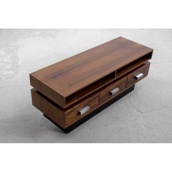 Image 1 of Coiffeuse vintage en bois de rose avec miroir oblong Scandinave 1970