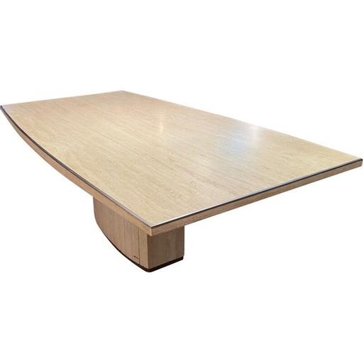 Table tonneau en travertin vintage, 1970