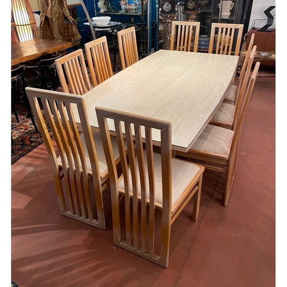 Image 1 of Table tonneau en travertin vintage, 1970