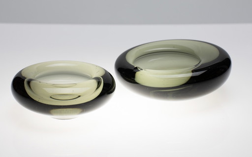 Akva Series Ashtrays de Per Lütken pour Holmegaard, 1950s, Set of 2