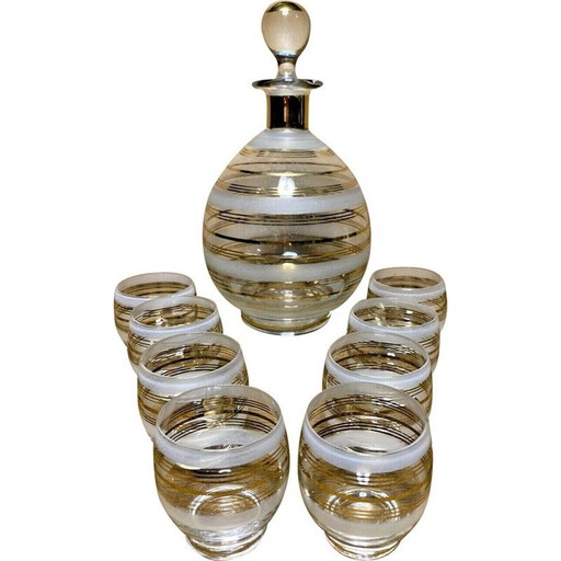 Set à liqueur en verre dépoli, 1960