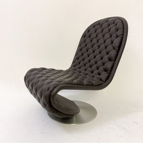Image 1 of Chaise System 123 en cuir brun du milieu du siècle par Verner Panton, Danemark 1973