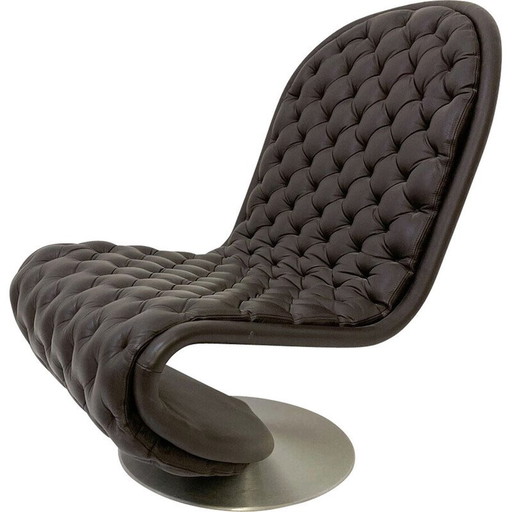 Chaise System 123 en cuir brun du milieu du siècle par Verner Panton, Danemark 1973