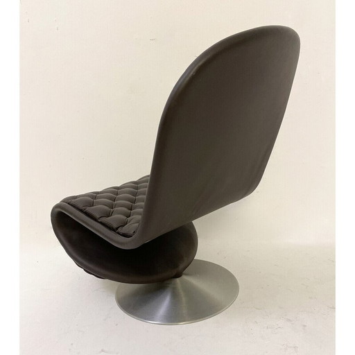 Chaise System 123 en cuir brun du milieu du siècle par Verner Panton, Danemark 1973