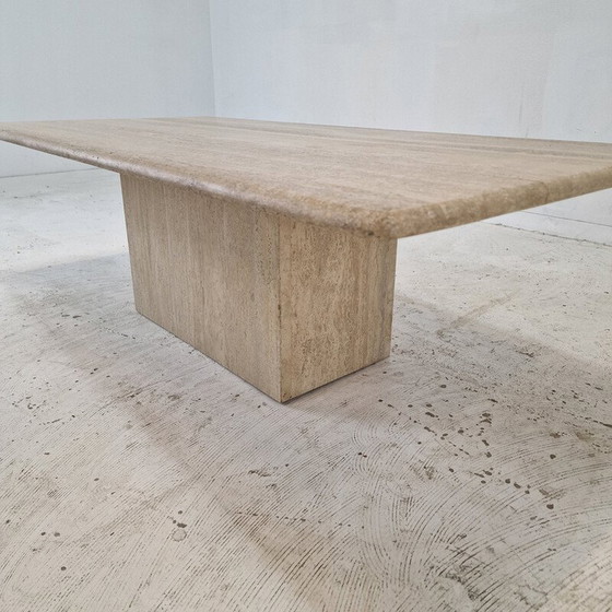 Image 1 of Table basse rectangulaire en travertin, Italie 1980