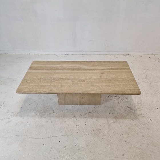 Image 1 of Table basse rectangulaire en travertin, Italie 1980