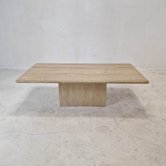 Image 1 of Table basse rectangulaire en travertin, Italie 1980