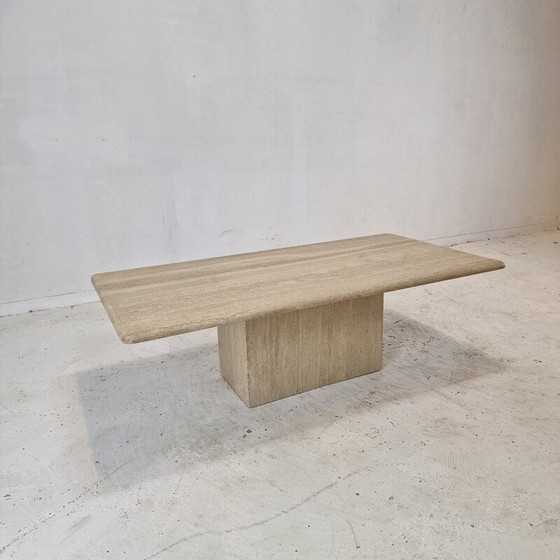 Image 1 of Table basse rectangulaire en travertin, Italie 1980