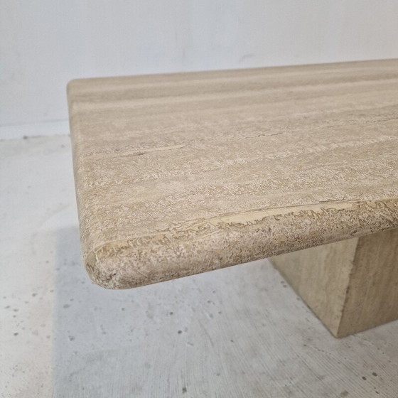 Image 1 of Table basse rectangulaire en travertin, Italie 1980